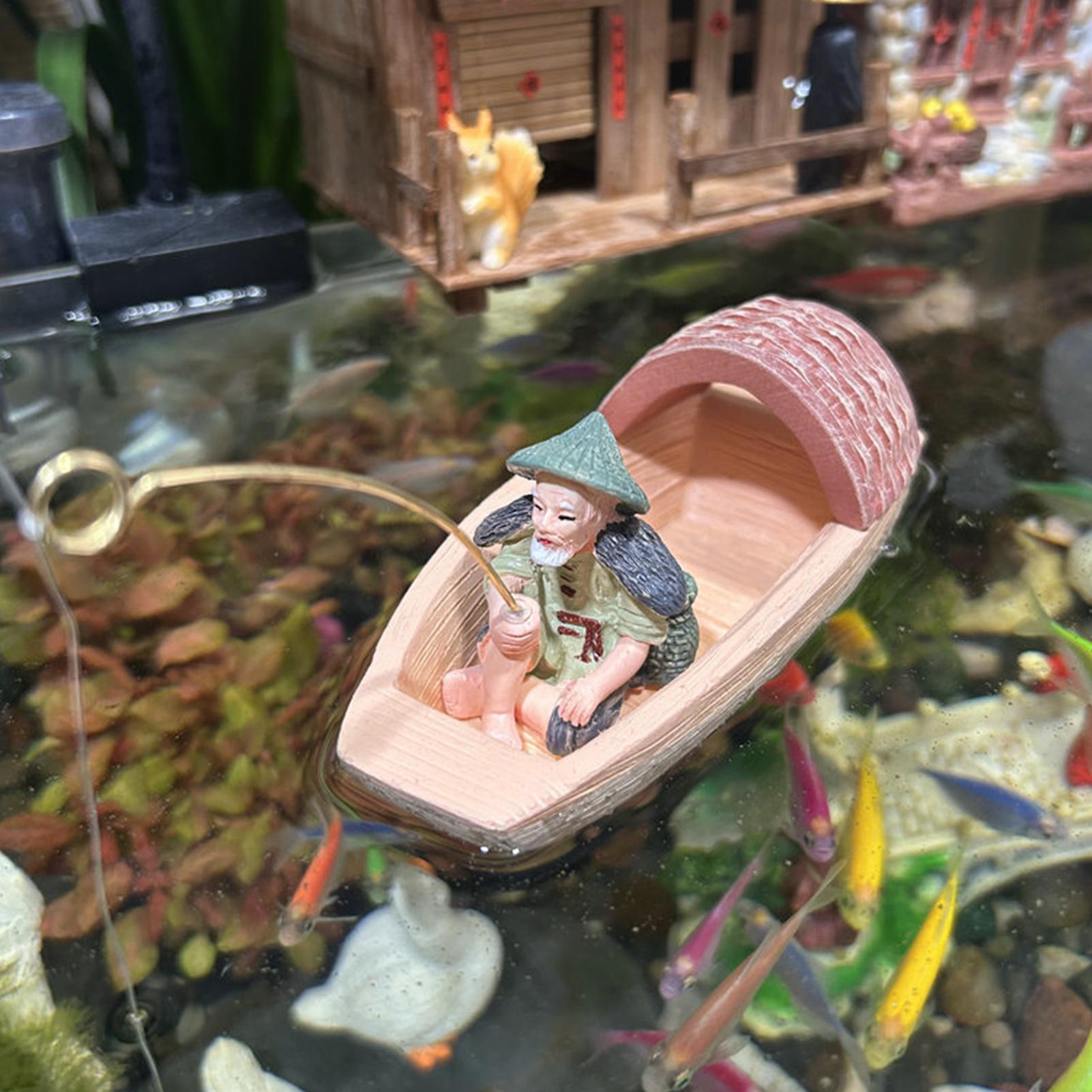 레진 플로팅 어부 보트 장식 미니 장면 장식 수족관 석 - Aquarium Marineland 리뷰 및 가격