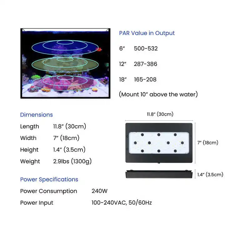 A8Pro Max/블루 240W CREE LED 리프  - Aquarium Blue Marine Reef 리뷰 및 가격